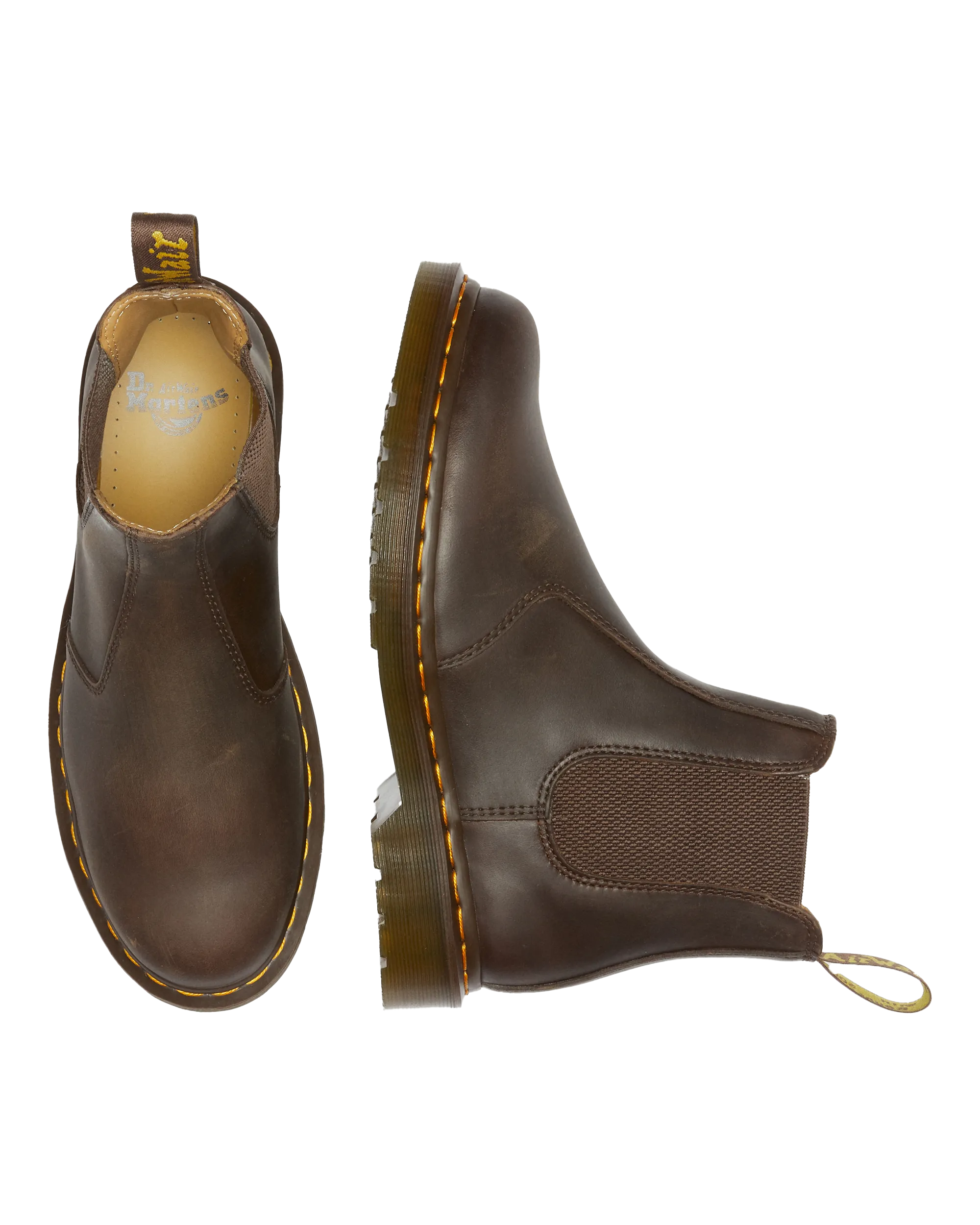 2976 Yellow Stitch Crazy Horse Chelsea Boot in Dunkelbraun
