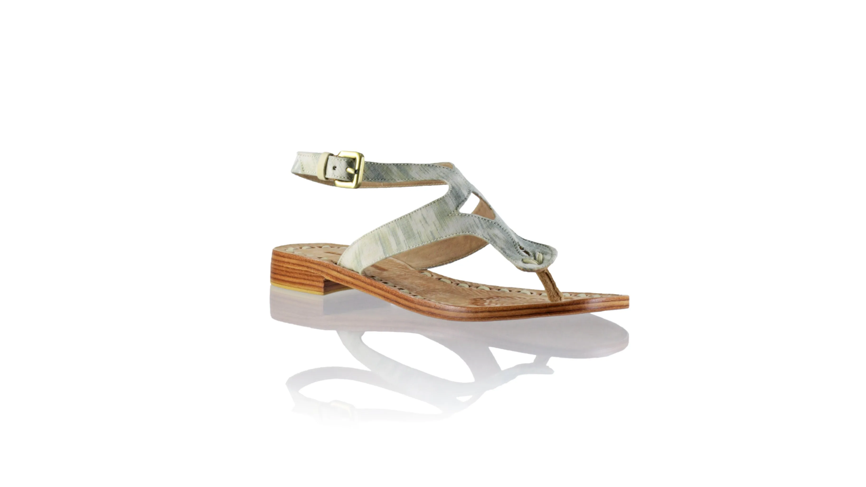 Agra 20mm Flats - Creme & Grün Tenun Alam