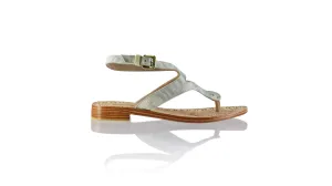 Agra 20mm Flats - Creme & Grün Tenun Alam