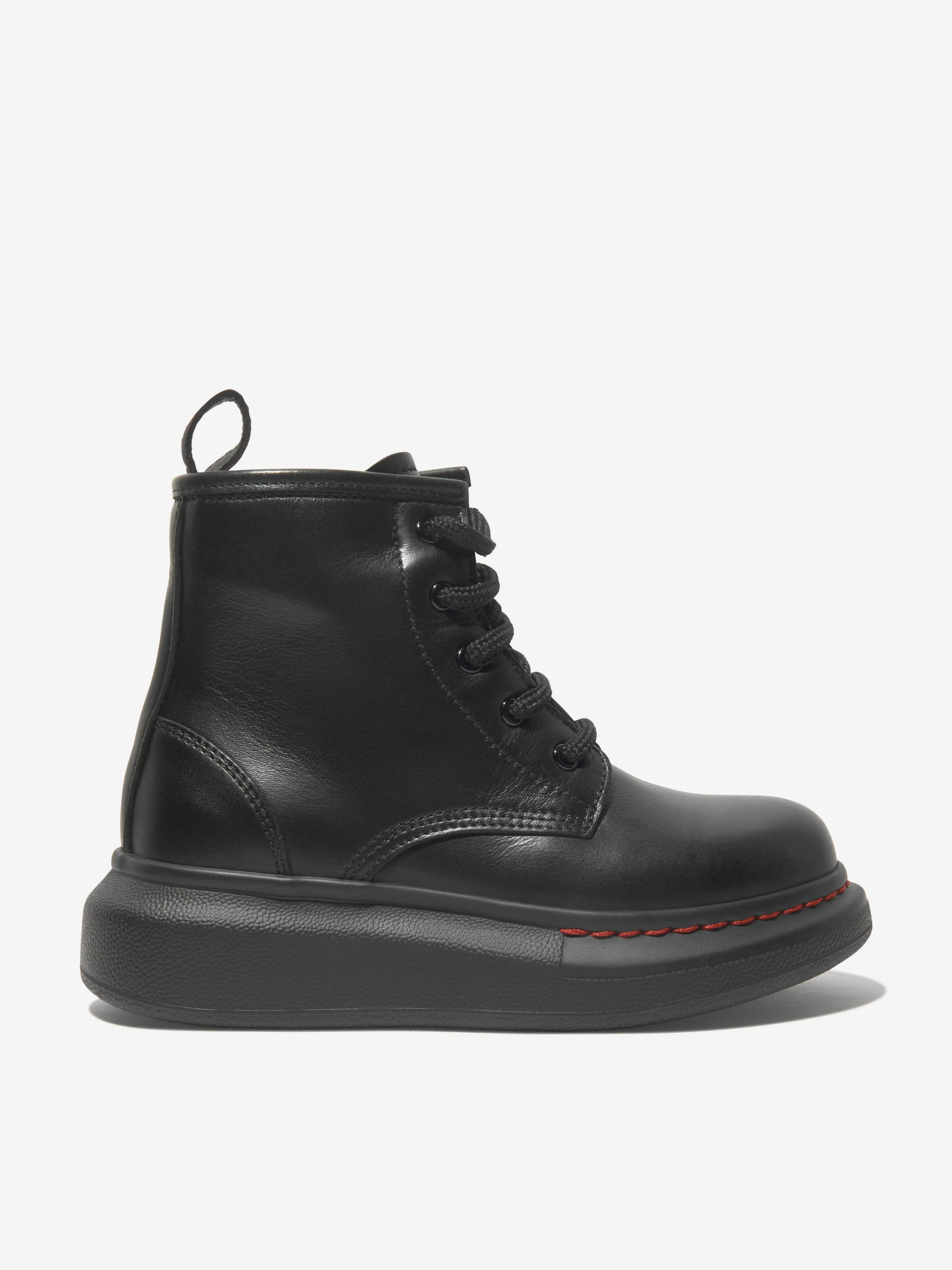 Alexander McQueen Kinder Leder Schnürstiefel mit dicker Sohle