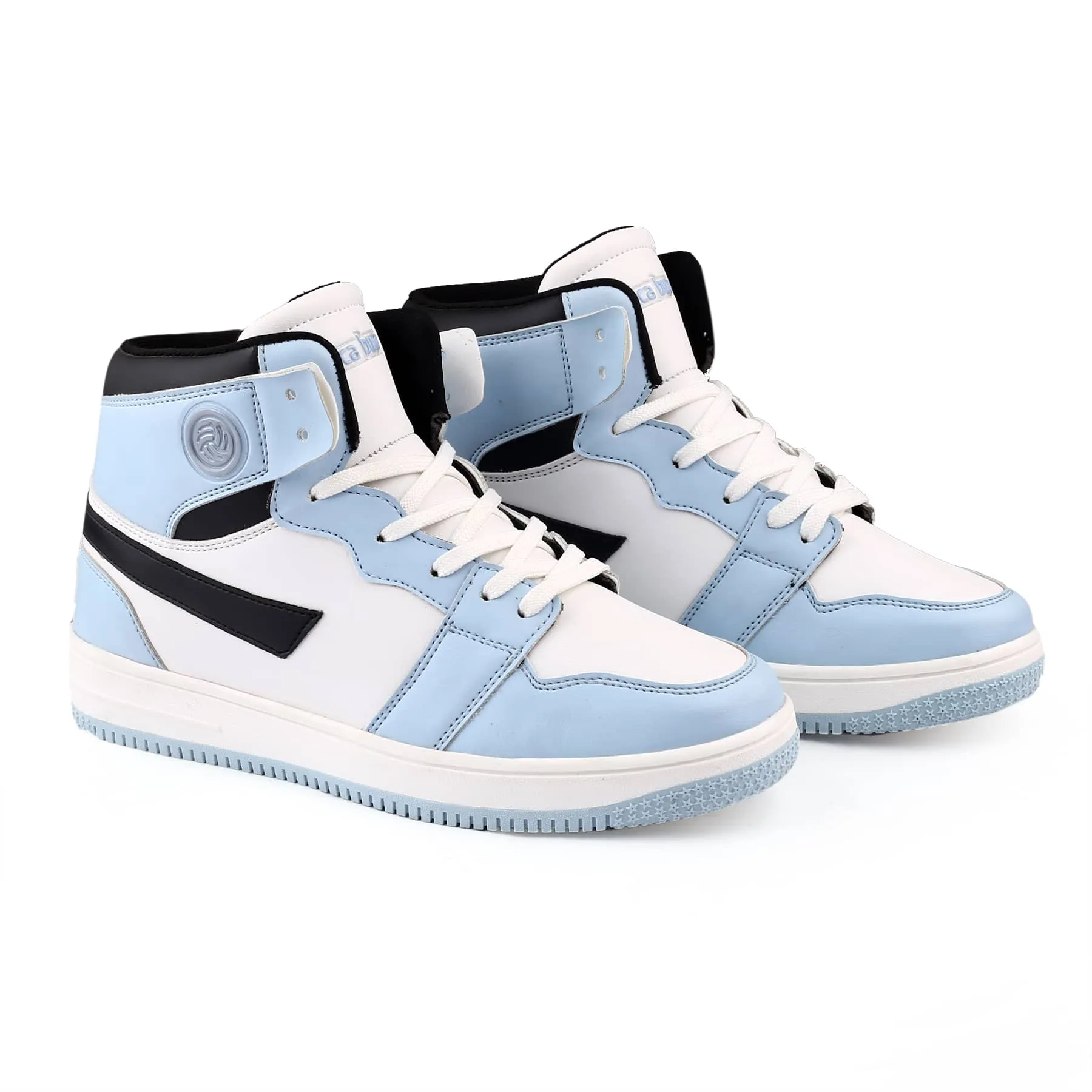 Bacca Bucci Femme High-Top Harmony Sneakers—Elegante Pastellblaue und Rosafarbene Damen-Schnürschuhe