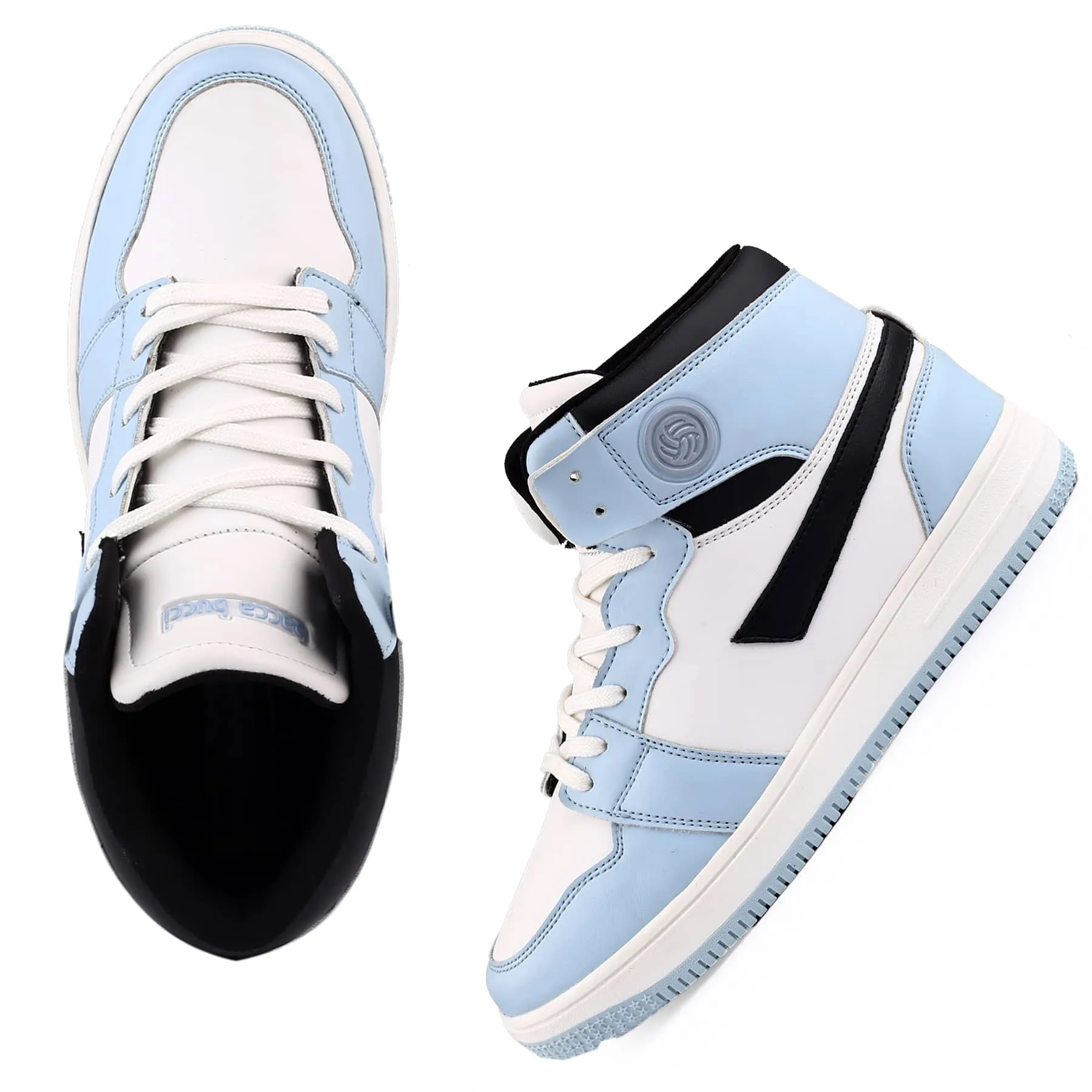 Bacca Bucci Femme High-Top Harmony Sneakers—Elegante Pastellblaue und Rosafarbene Damen-Schnürschuhe