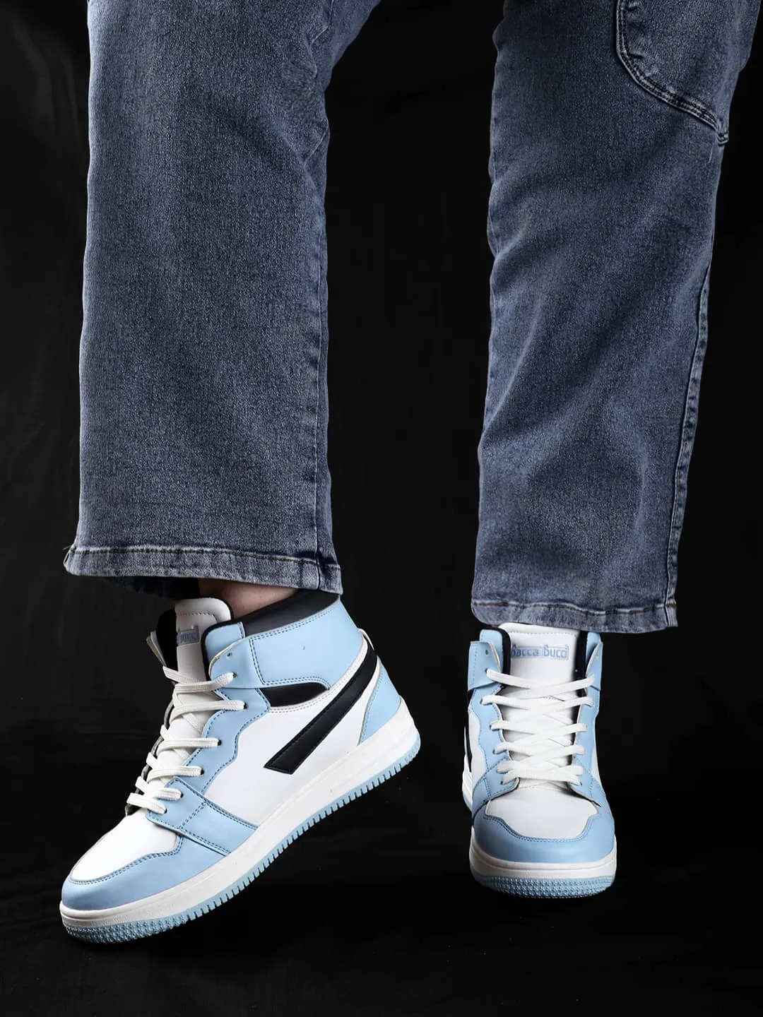 Bacca Bucci Femme High-Top Harmony Sneakers—Elegante Pastellblaue und Rosafarbene Damen-Schnürschuhe
