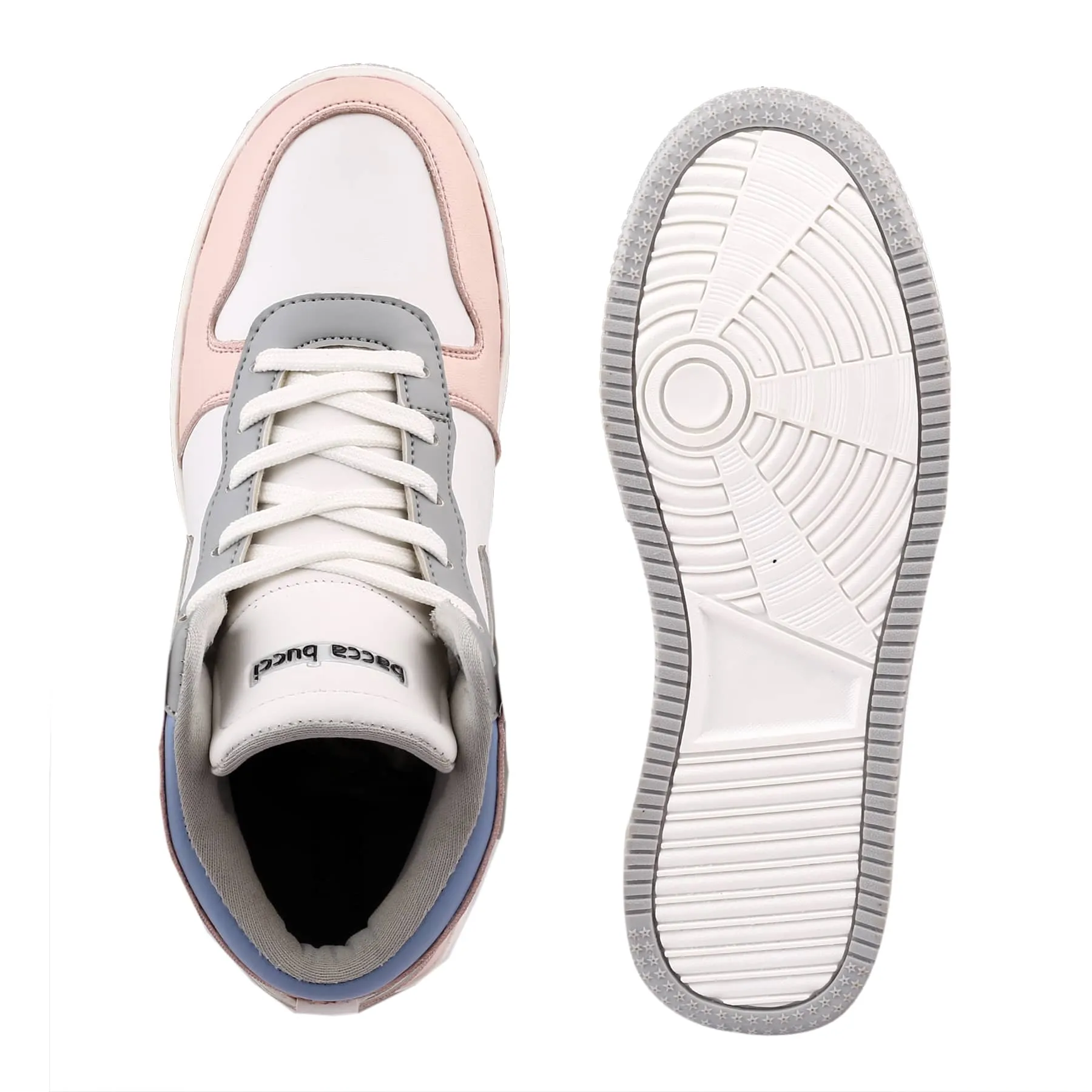 Bacca Bucci Femme High-Top Harmony Sneakers—Elegante Pastellblaue und Rosafarbene Damen-Schnürschuhe