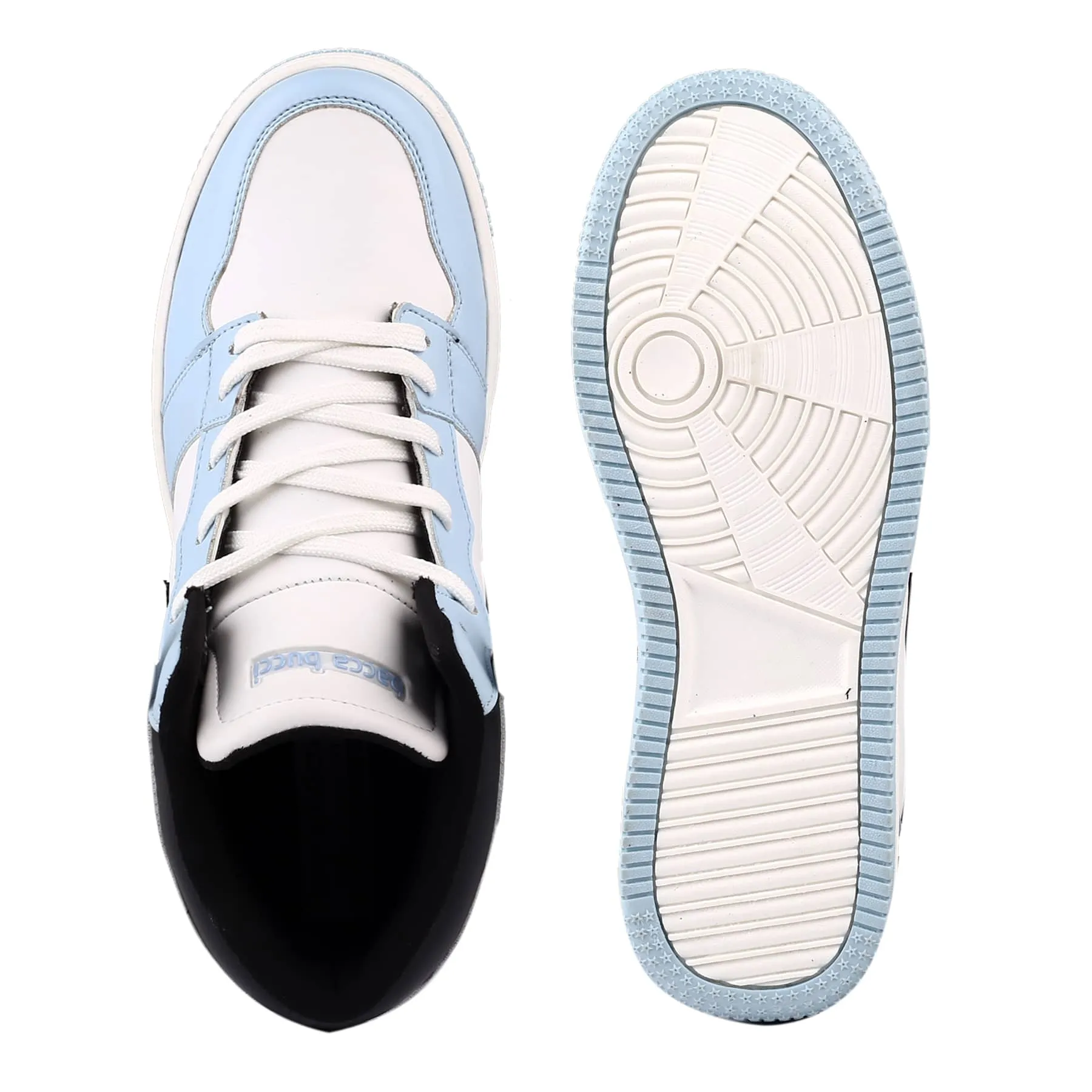 Bacca Bucci Femme High-Top Harmony Sneakers—Elegante Pastellblaue und Rosafarbene Damen-Schnürschuhe