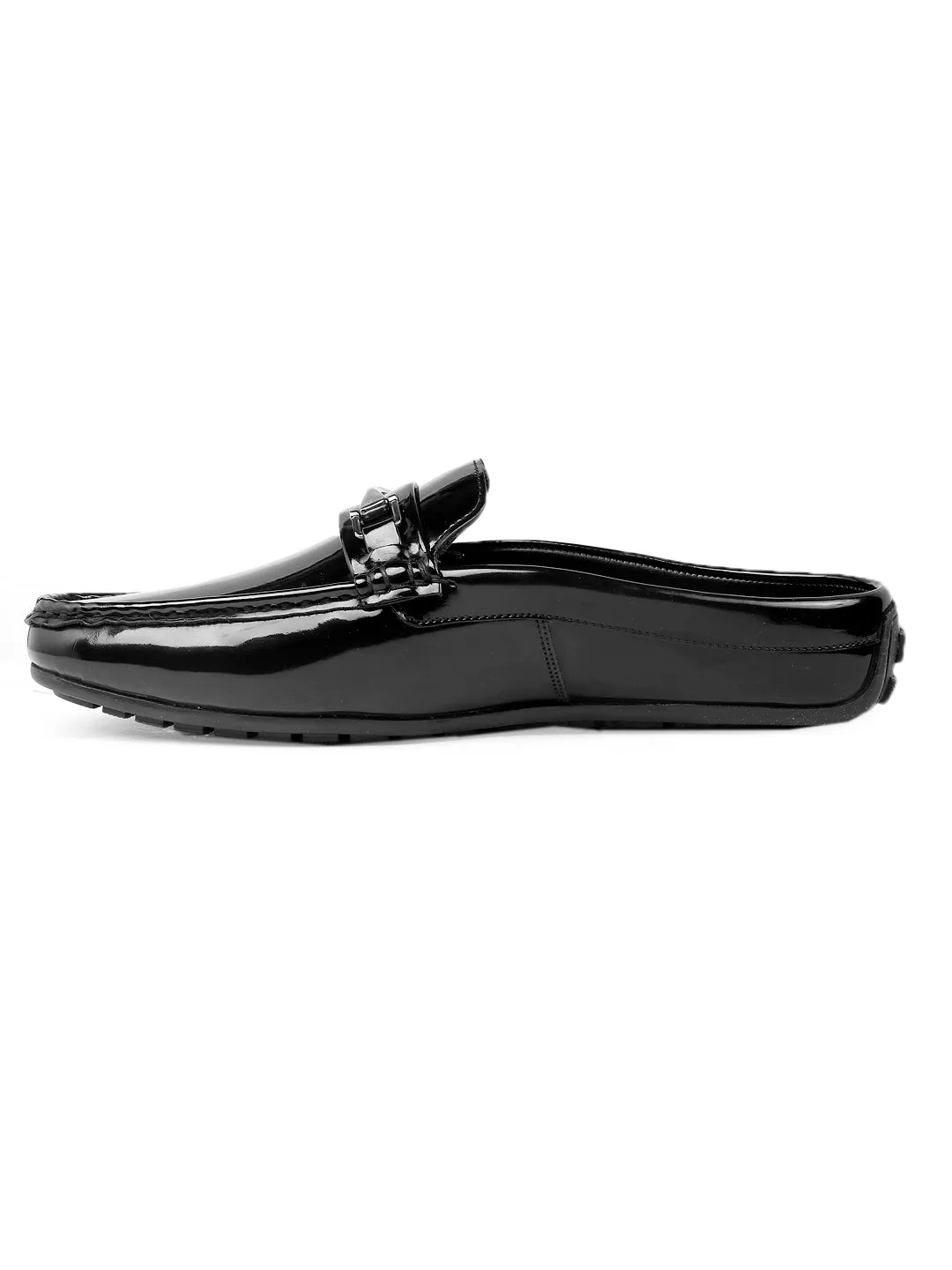 Bacca Bucci JAMBOREE Mode-Mules/Clogs/Rückenlose Loafers für Party/Reisen/Büro - Glänzend Schwarz