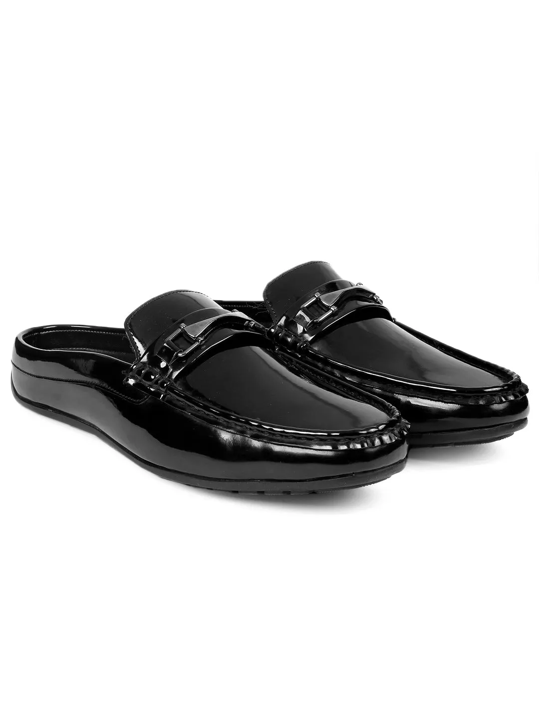 Bacca Bucci JAMBOREE Mode-Mules/Clogs/Rückenlose Loafers für Party/Reisen/Büro - Glänzend Schwarz