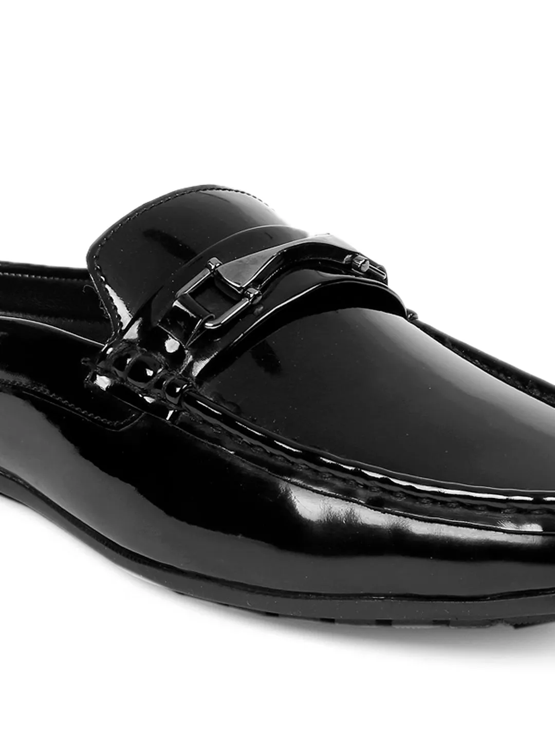 Bacca Bucci JAMBOREE Mode-Mules/Clogs/Rückenlose Loafers für Party/Reisen/Büro - Glänzend Schwarz