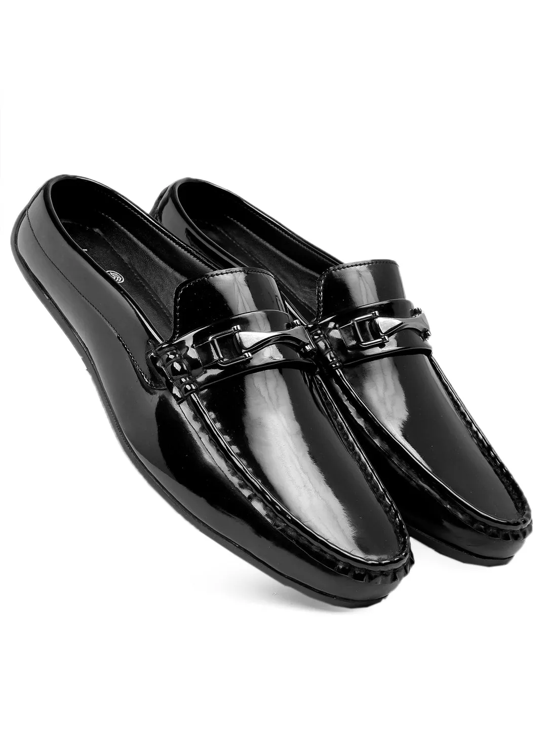 Bacca Bucci JAMBOREE Mode-Mules/Clogs/Rückenlose Loafers für Party/Reisen/Büro - Glänzend Schwarz