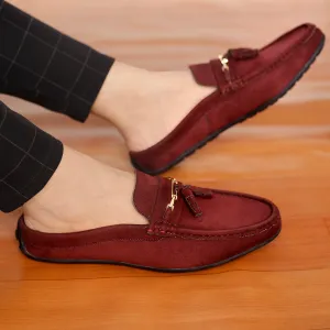 Bacca Bucci JAMBOREE Mode-Mules/Clogs/Rückenlose Loafers für Party/Reisen/Büro - Samtiger Weinrot