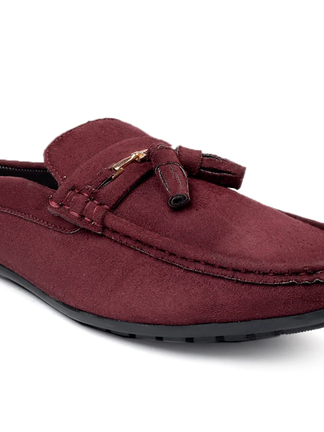 Bacca Bucci JAMBOREE Mode-Mules/Clogs/Rückenlose Loafers für Party/Reisen/Büro - Samtiger Weinrot