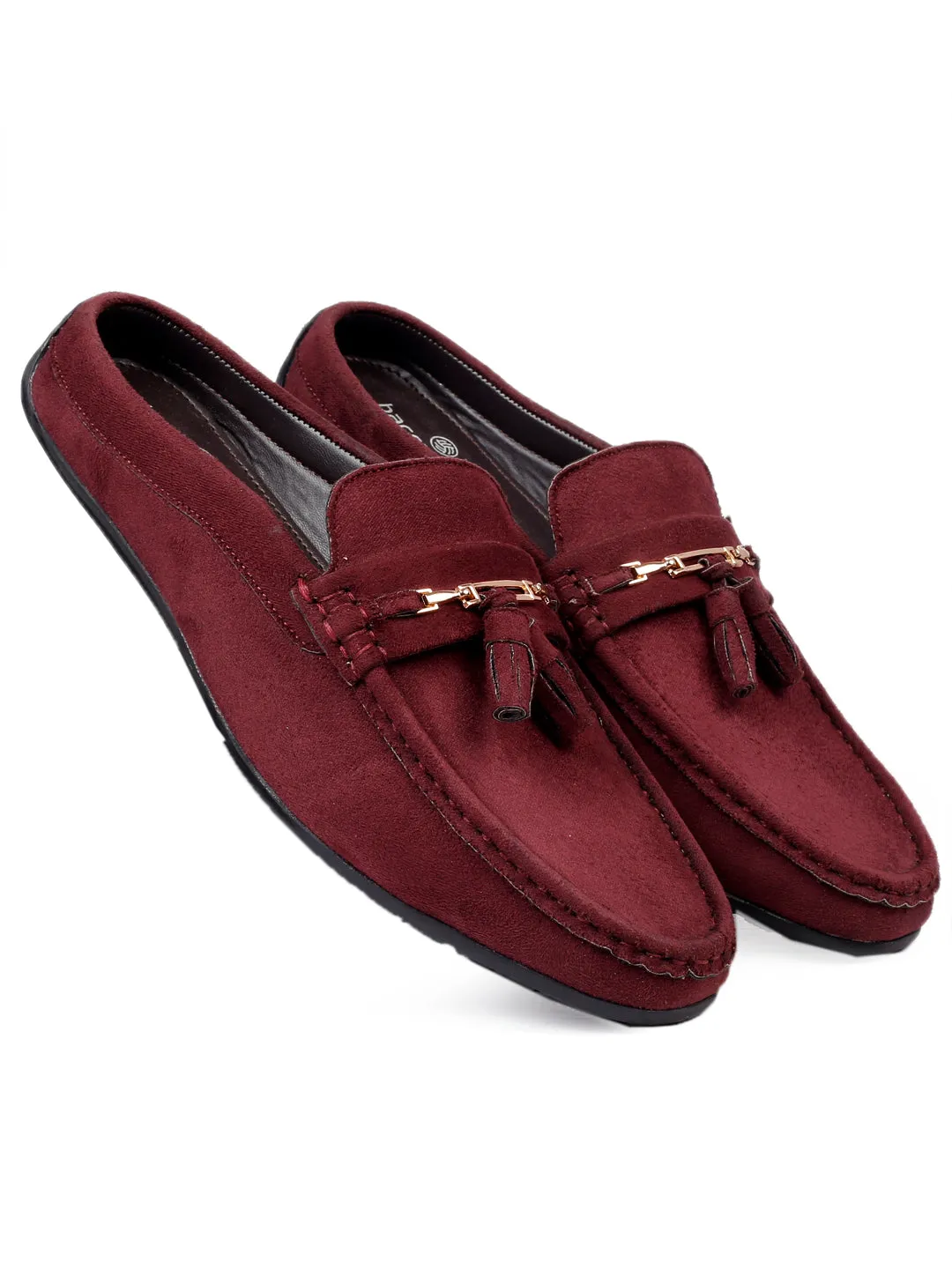 Bacca Bucci JAMBOREE Mode-Mules/Clogs/Rückenlose Loafers für Party/Reisen/Büro - Samtiger Weinrot
