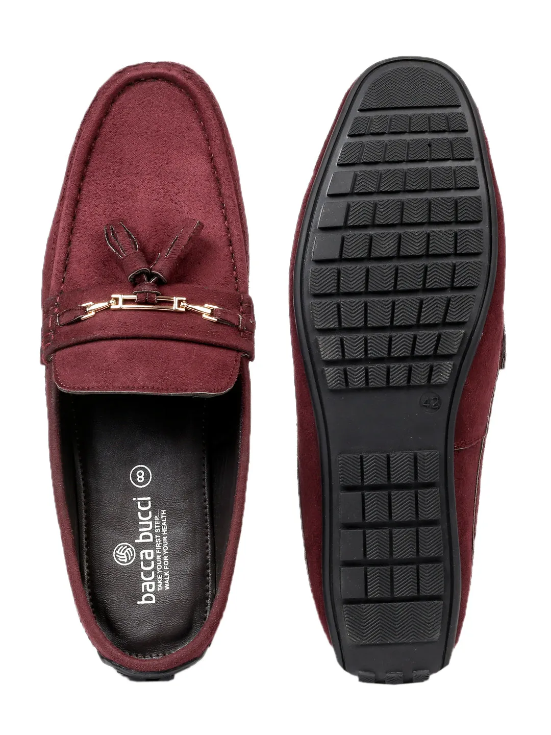 Bacca Bucci JAMBOREE Mode-Mules/Clogs/Rückenlose Loafers für Party/Reisen/Büro - Samtiger Weinrot