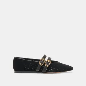 BAYLEE BALLETTFLATS ONYX PERFORIERTES WILDLEDER