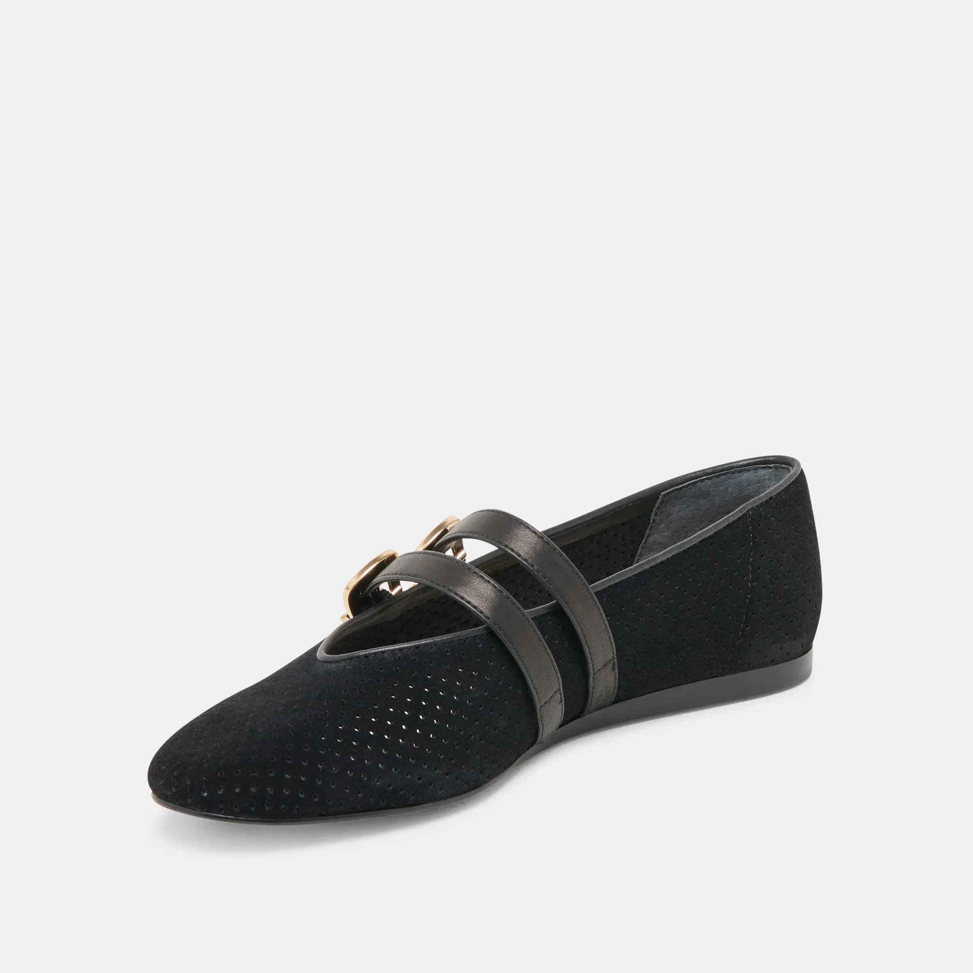 BAYLEE BALLETTFLATS ONYX PERFORIERTES WILDLEDER