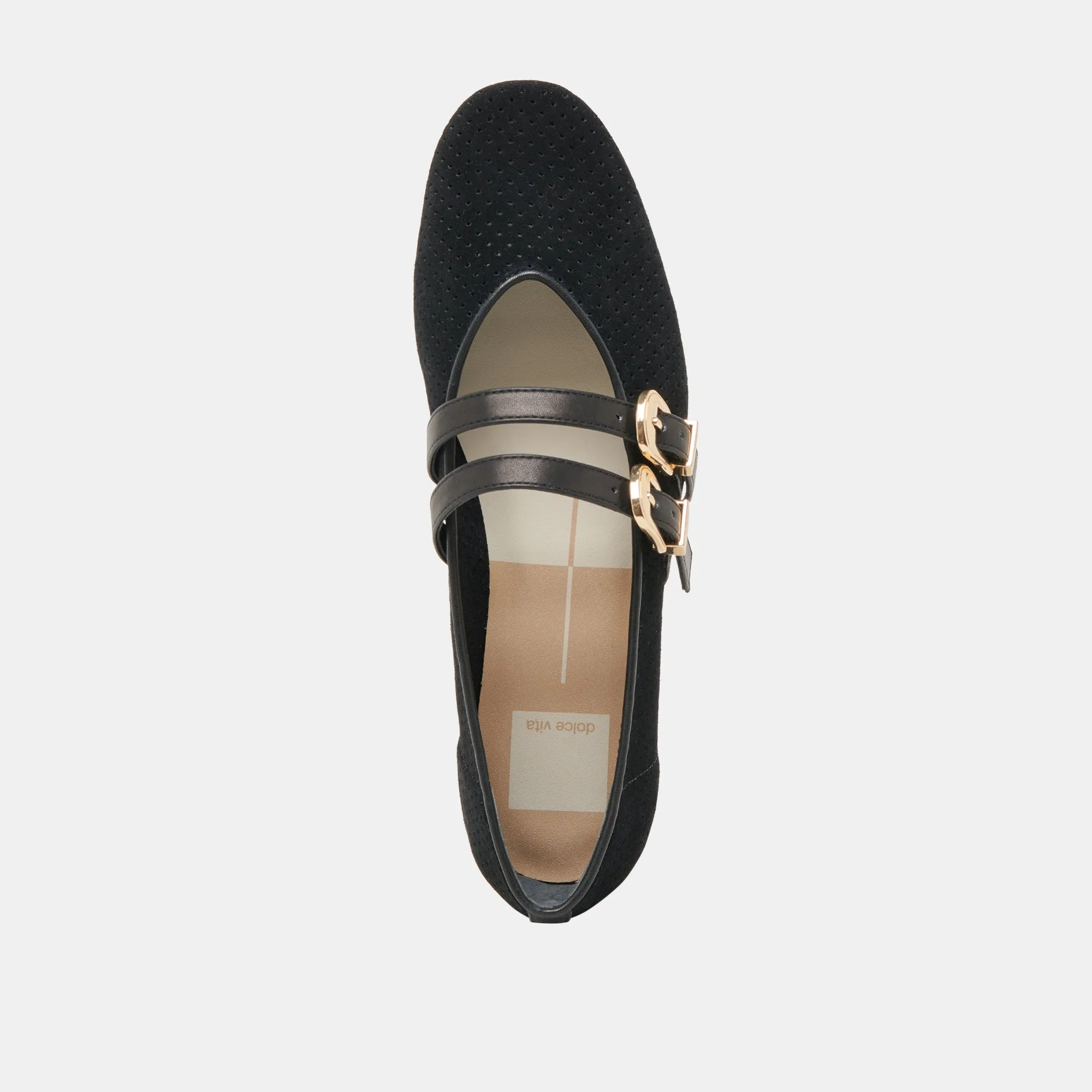 BAYLEE BALLETTFLATS ONYX PERFORIERTES WILDLEDER