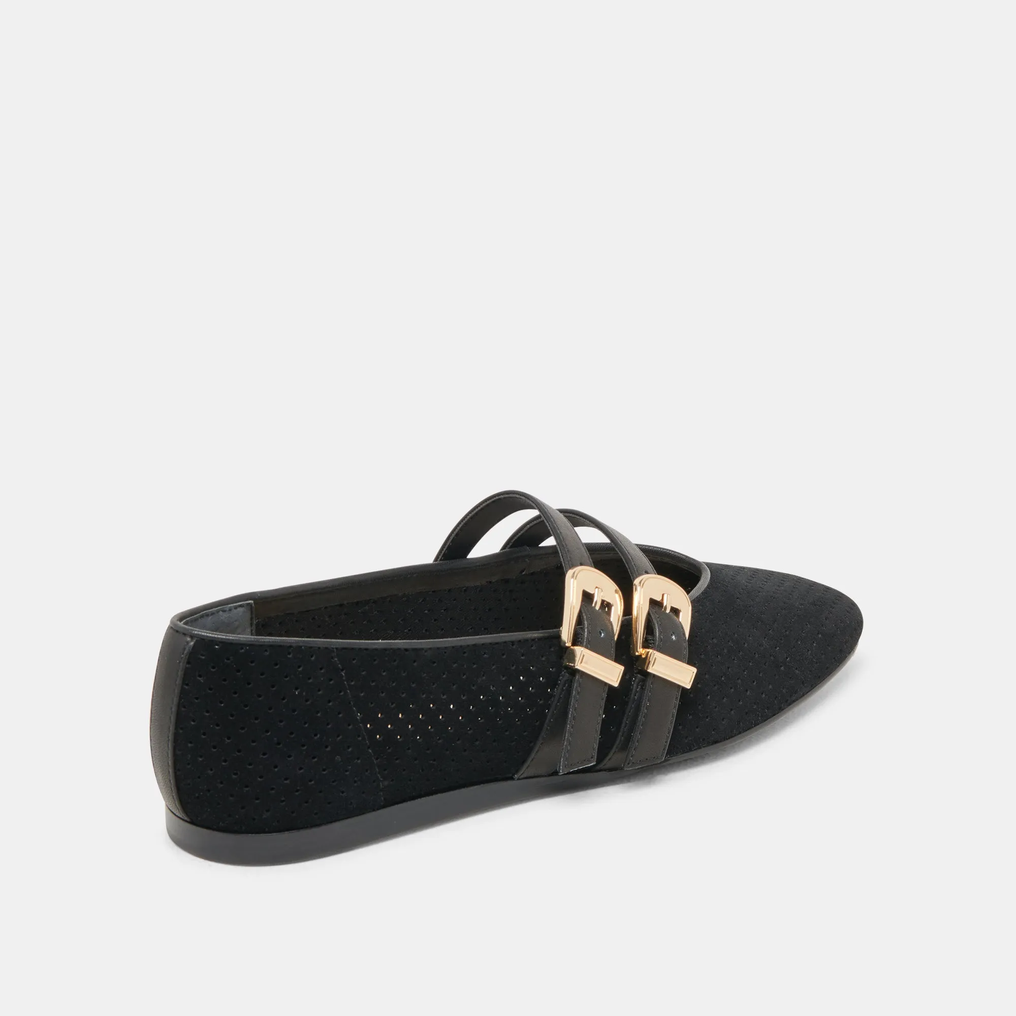 BAYLEE BALLETTFLATS ONYX PERFORIERTES WILDLEDER