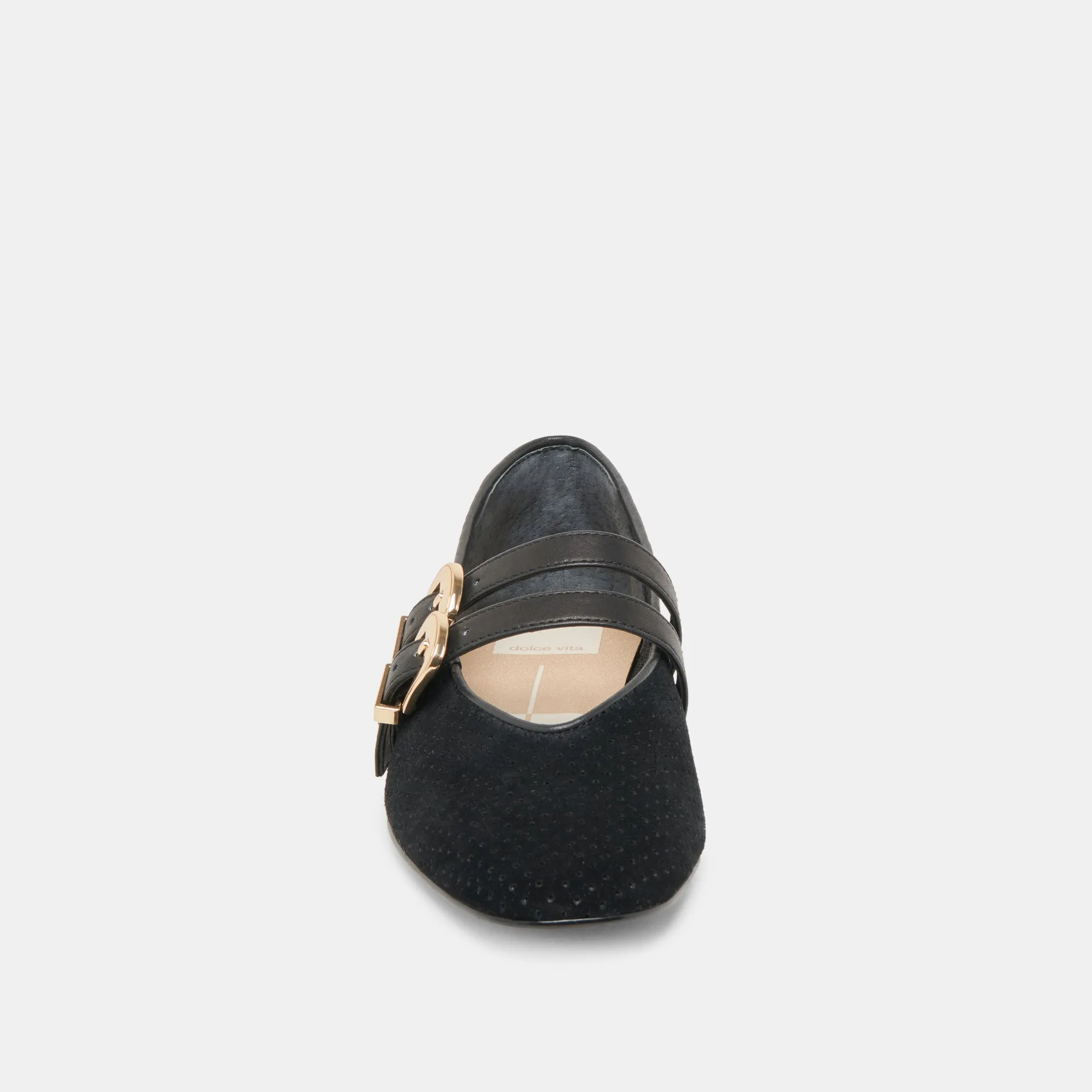 BAYLEE BALLETTFLATS ONYX PERFORIERTES WILDLEDER