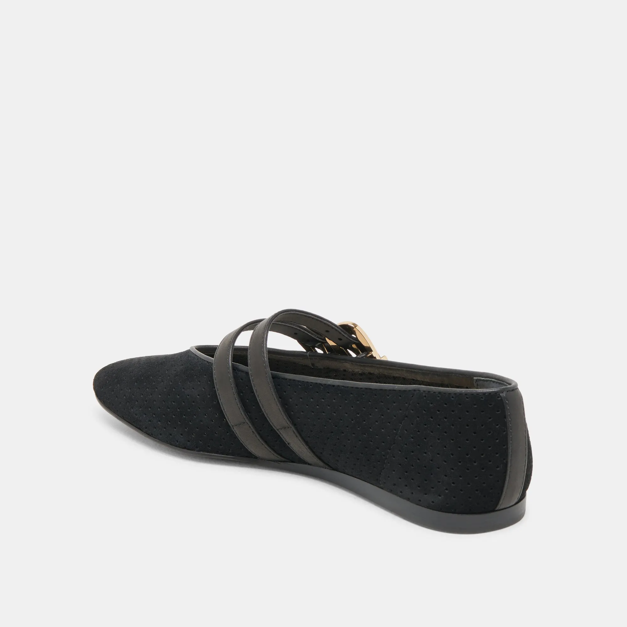 BAYLEE BALLETTFLATS ONYX PERFORIERTES WILDLEDER