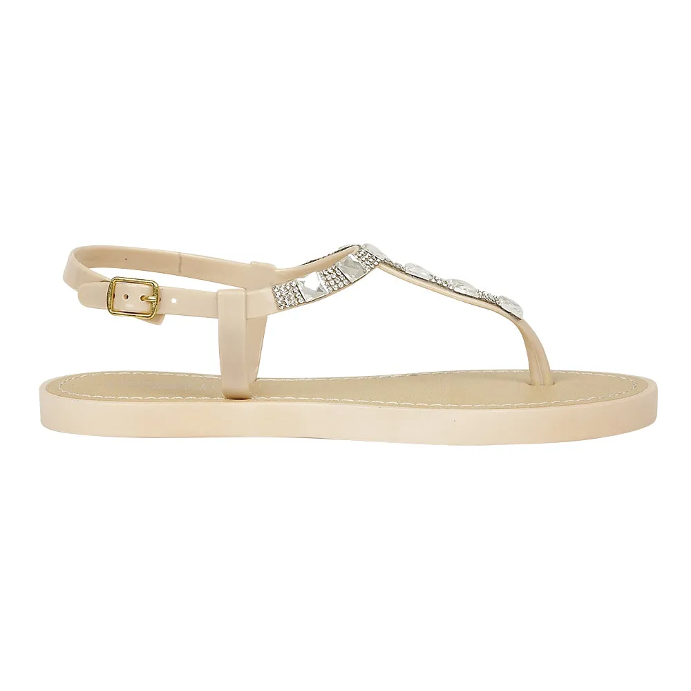 Beige Flache Schuhe