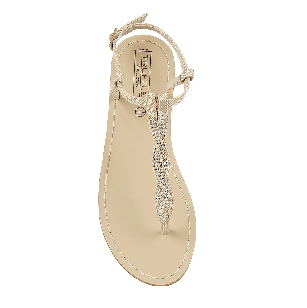 Beige Flache Schuhe