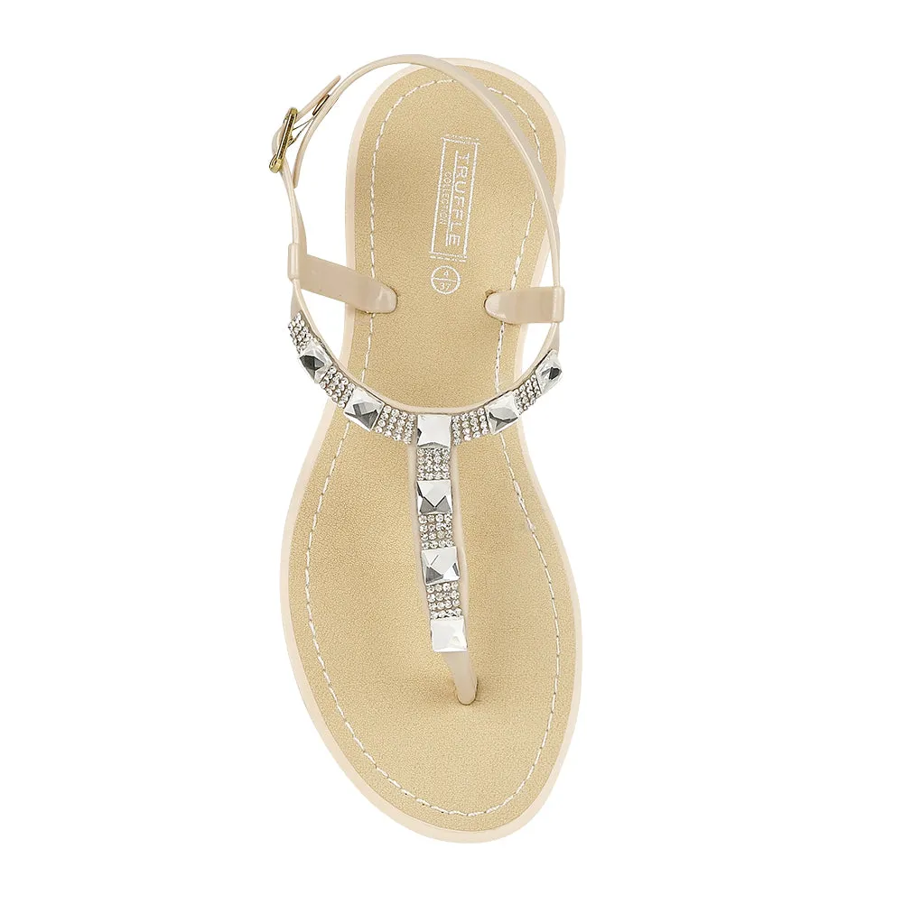 Beige Flache Schuhe