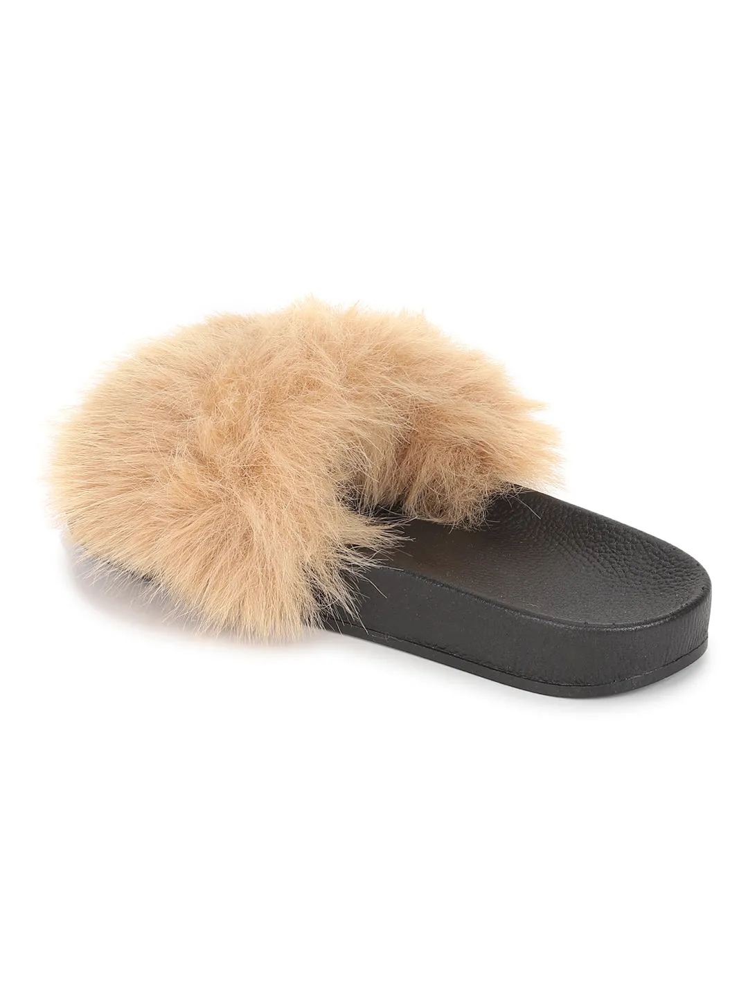 Beige Pelz Schlupfschuhe (TC-AMUNA1012-BEIG)