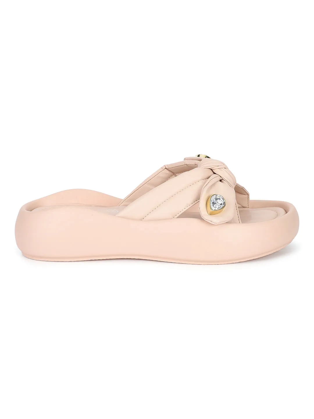 Beige PU Diamant Stylische Flats (TC-RS3587-BEIG)
