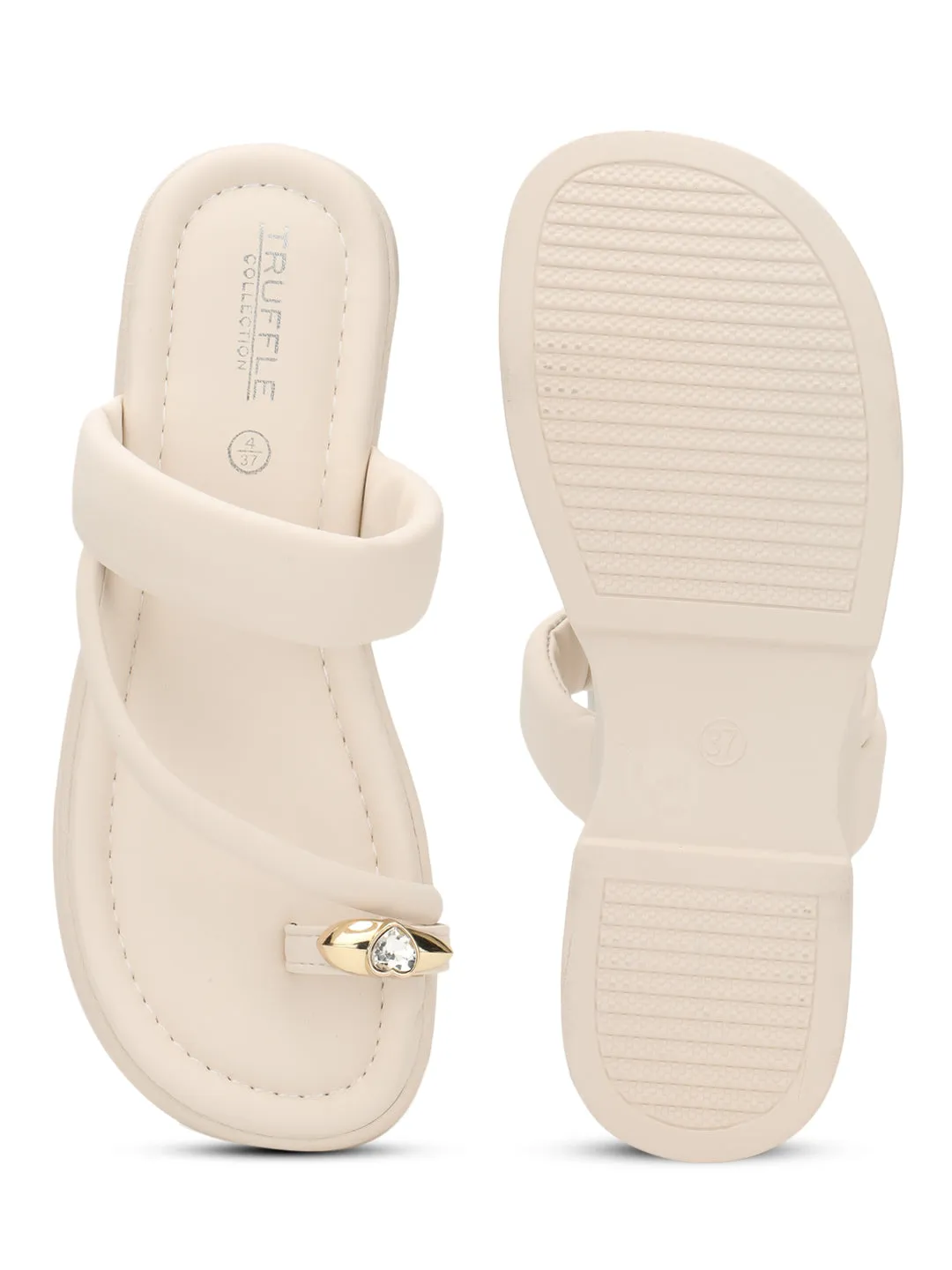 Beige PU Diamant-Zehring-Slipper (TC-RS3599-BEIG)