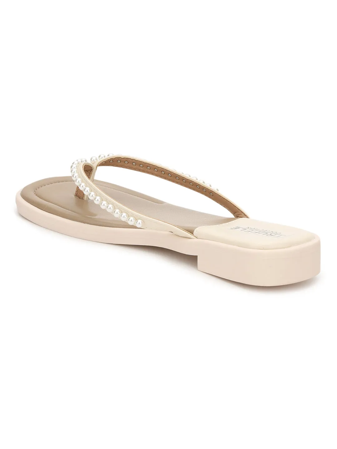 Beige PU-Perlen-Slip-On-Flats (TC-RS3594-BEIG)