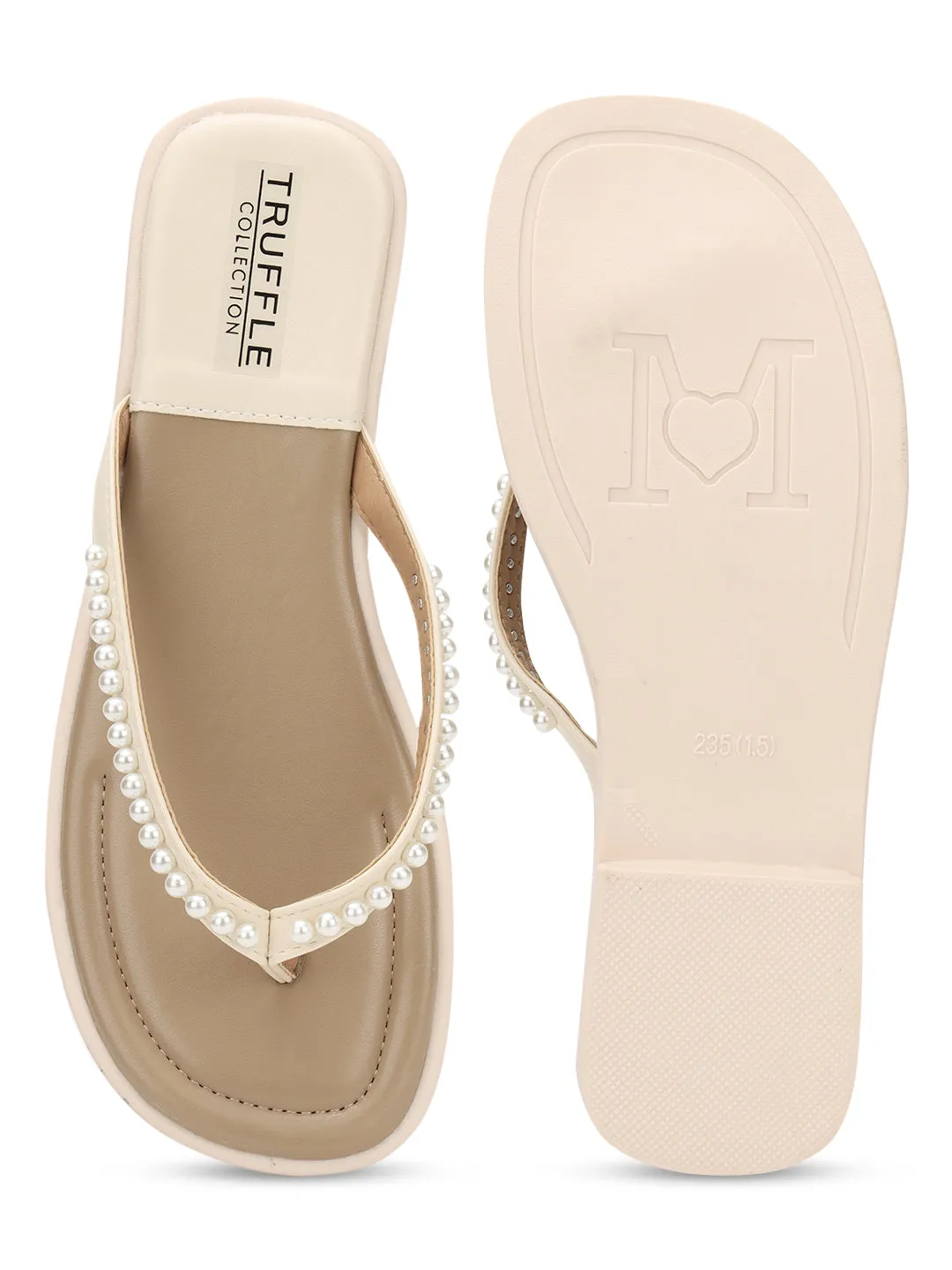 Beige PU-Perlen-Slip-On-Flats (TC-RS3594-BEIG)