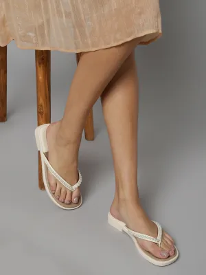 Beige PU-Perlen-Slip-On-Flats (TC-RS3594-BEIG)