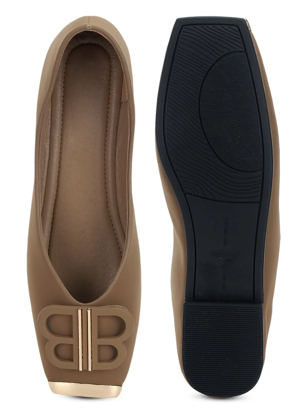 Beige PU Slip-On Stilvolle Ballerinas (TC-RS3646-BEIG)
