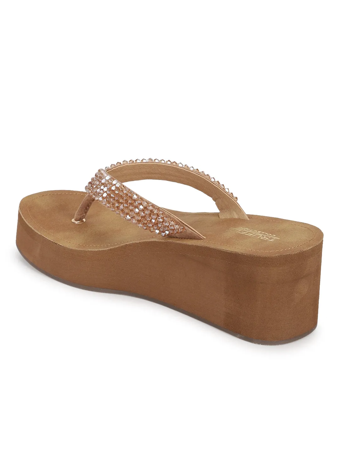 Beige PU Schlupfkeile mit Keilabsatz (TC-MSI-474-BEIG)