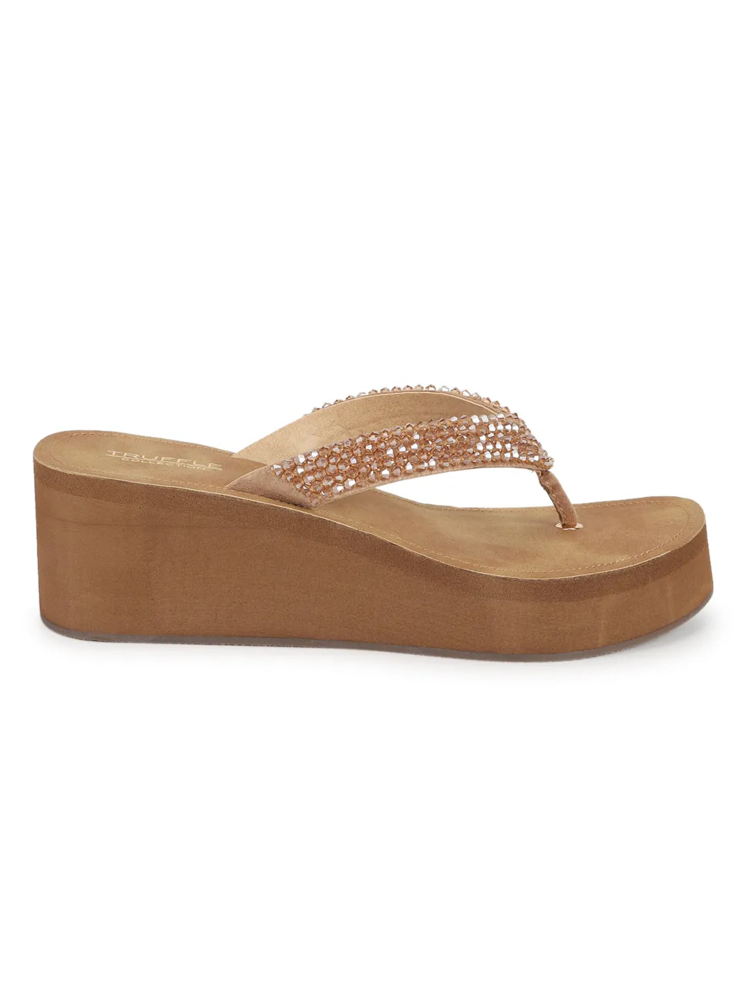 Beige PU Schlupfkeile mit Keilabsatz (TC-MSI-474-BEIG)