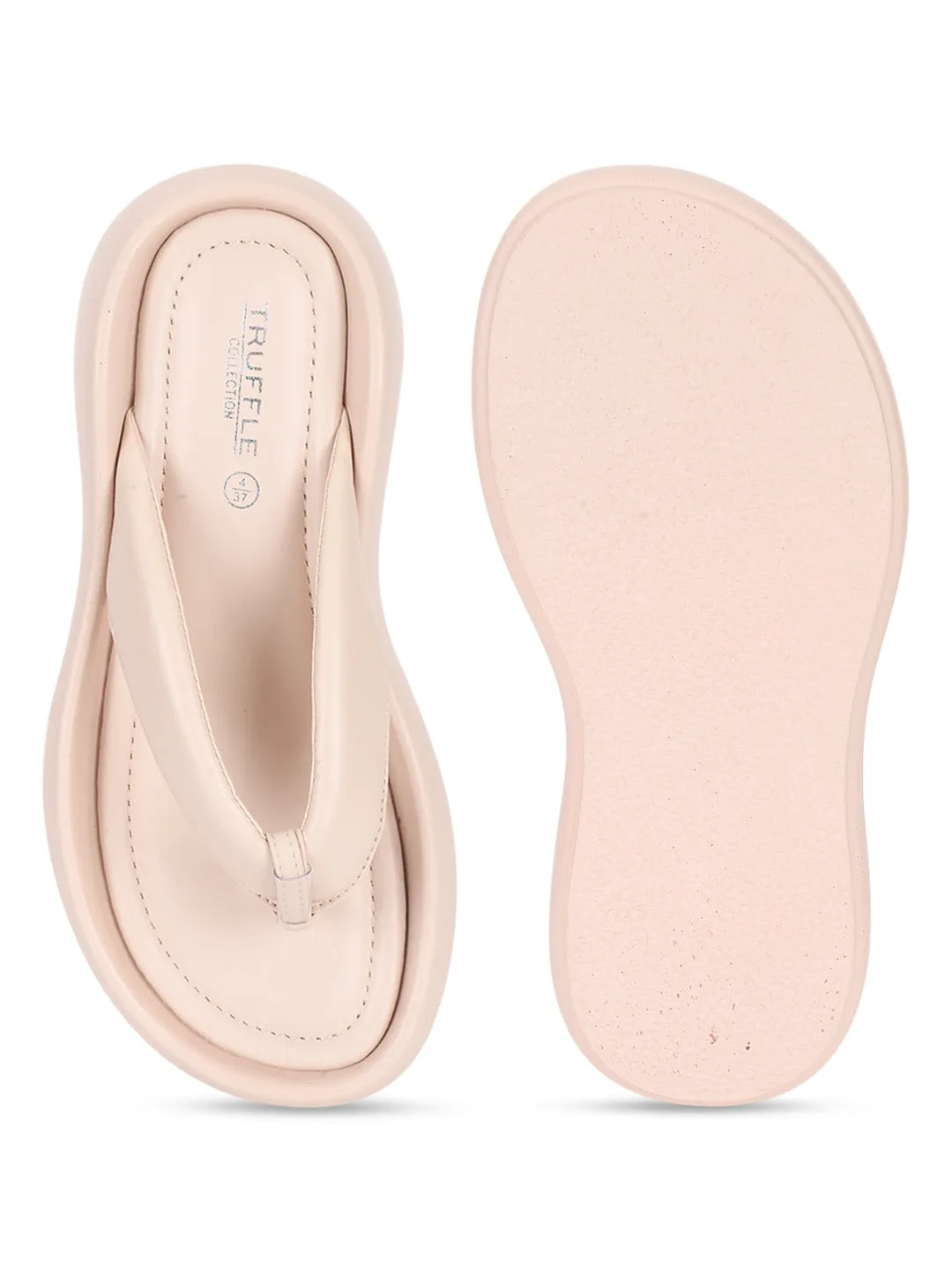 Beige PU T-Riemchen Stylische Flats (TC-RS3582-BEIG)