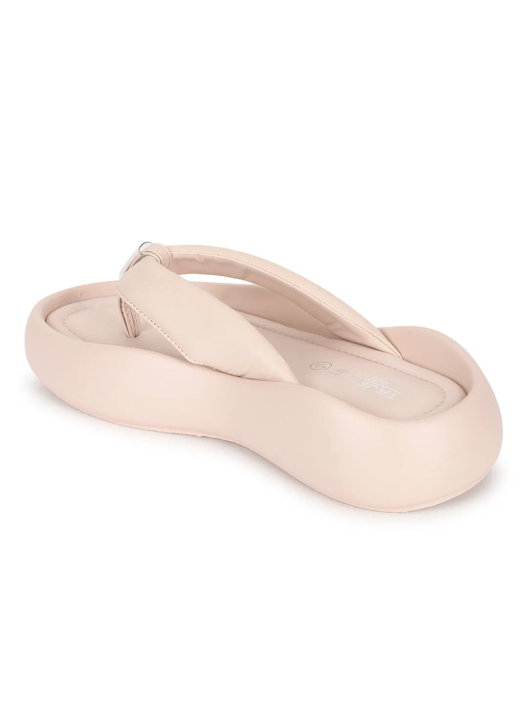 Beige PU T-Riemchen Stylische Flats (TC-RS3582-BEIG)