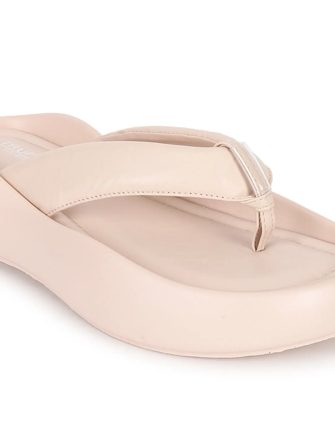 Beige PU T-Riemchen Stylische Flats (TC-RS3582-BEIG)