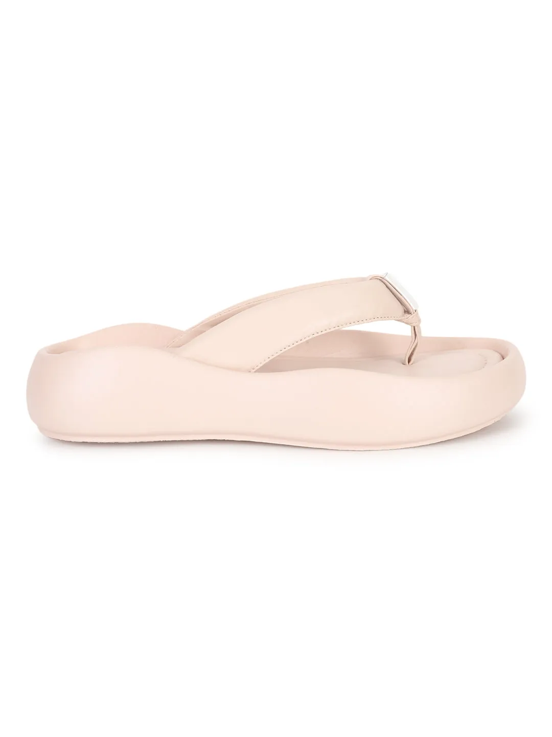 Beige PU T-Riemchen Stylische Flats (TC-RS3582-BEIG)