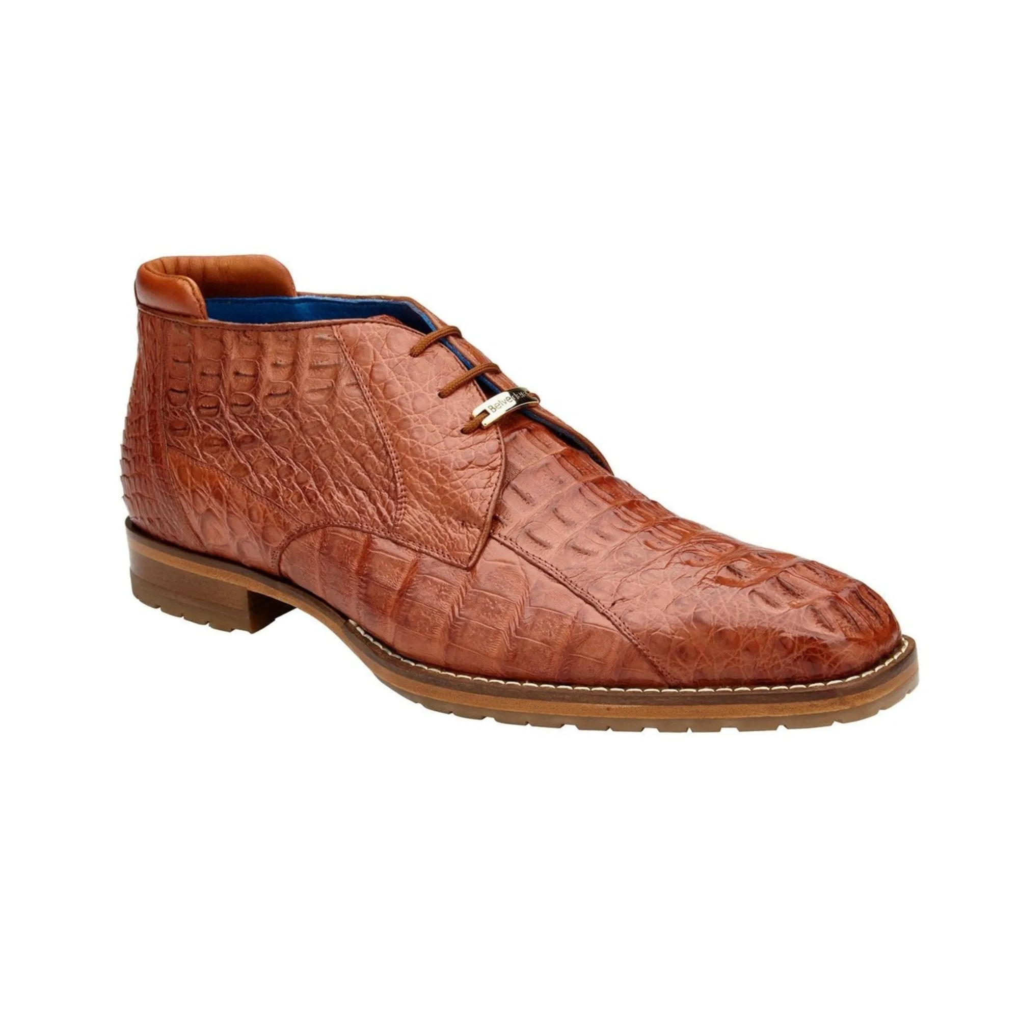 Belvedere Exotische Leder Schuhe Belvedere Marcello in Cognac Hornback Caiman Stiefeletten