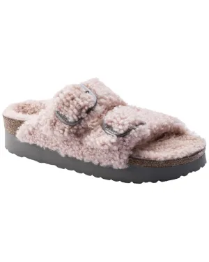 Birkenstock Arizona Schmaler Riemen mit großer Schnalle und Schaffell Sandale