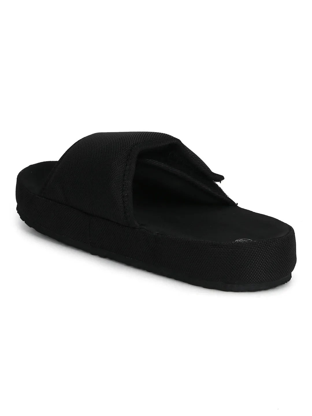 Schwarze Breite Riemchen-Slip-On Flats