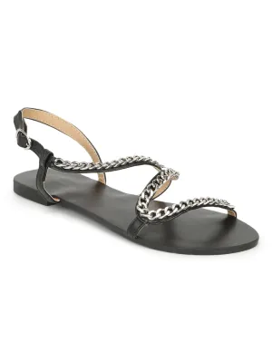 Schlupfschuhe mit schwarzer Kettenverzierung
