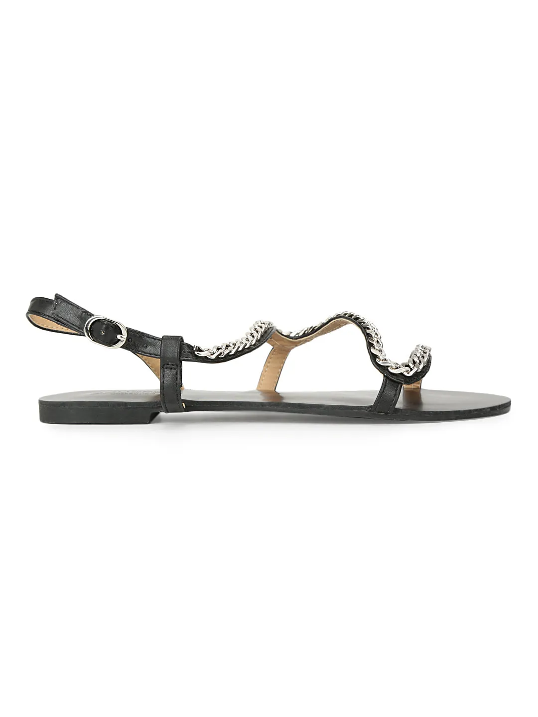 Schlupfschuhe mit schwarzer Kettenverzierung