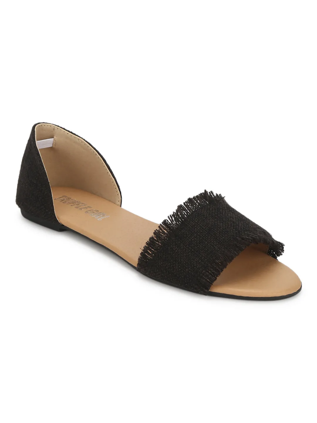 Schwarze D'orsay Schlupf-Slipper