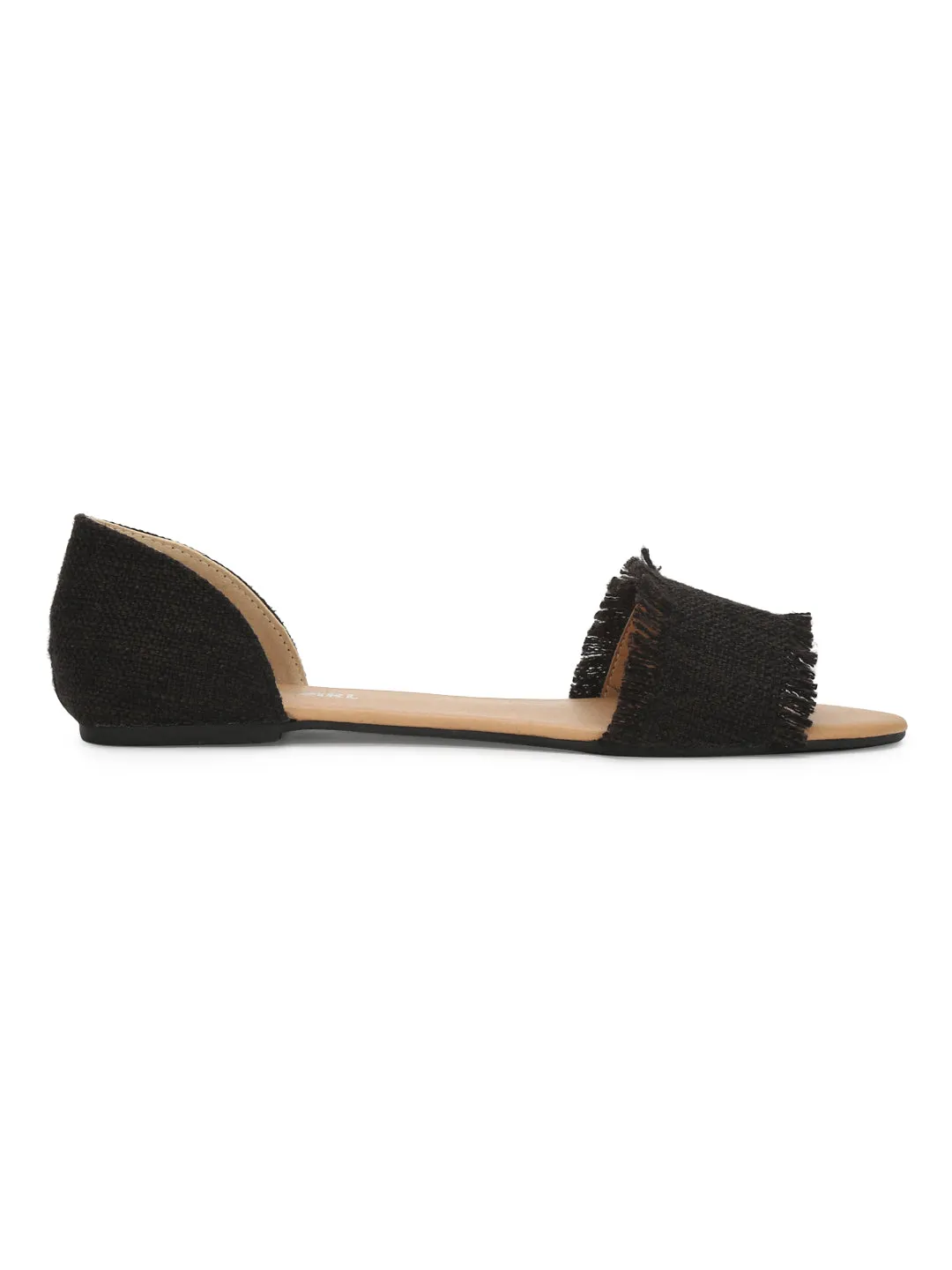 Schwarze D'orsay Schlupf-Slipper