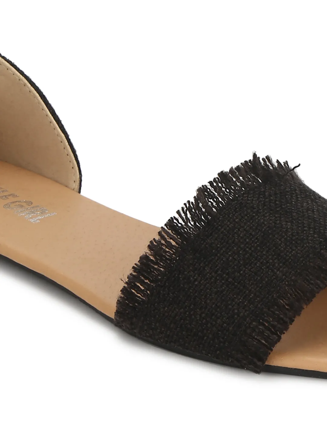 Schwarze D'orsay Schlupf-Slipper