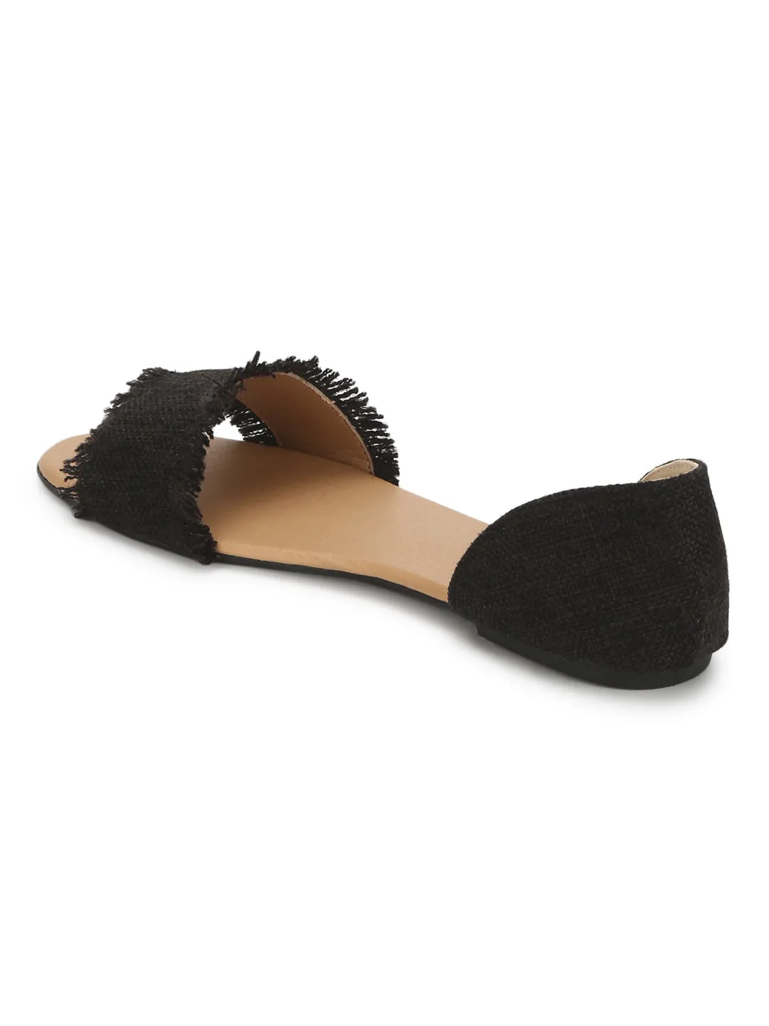 Schwarze D'orsay Schlupf-Slipper
