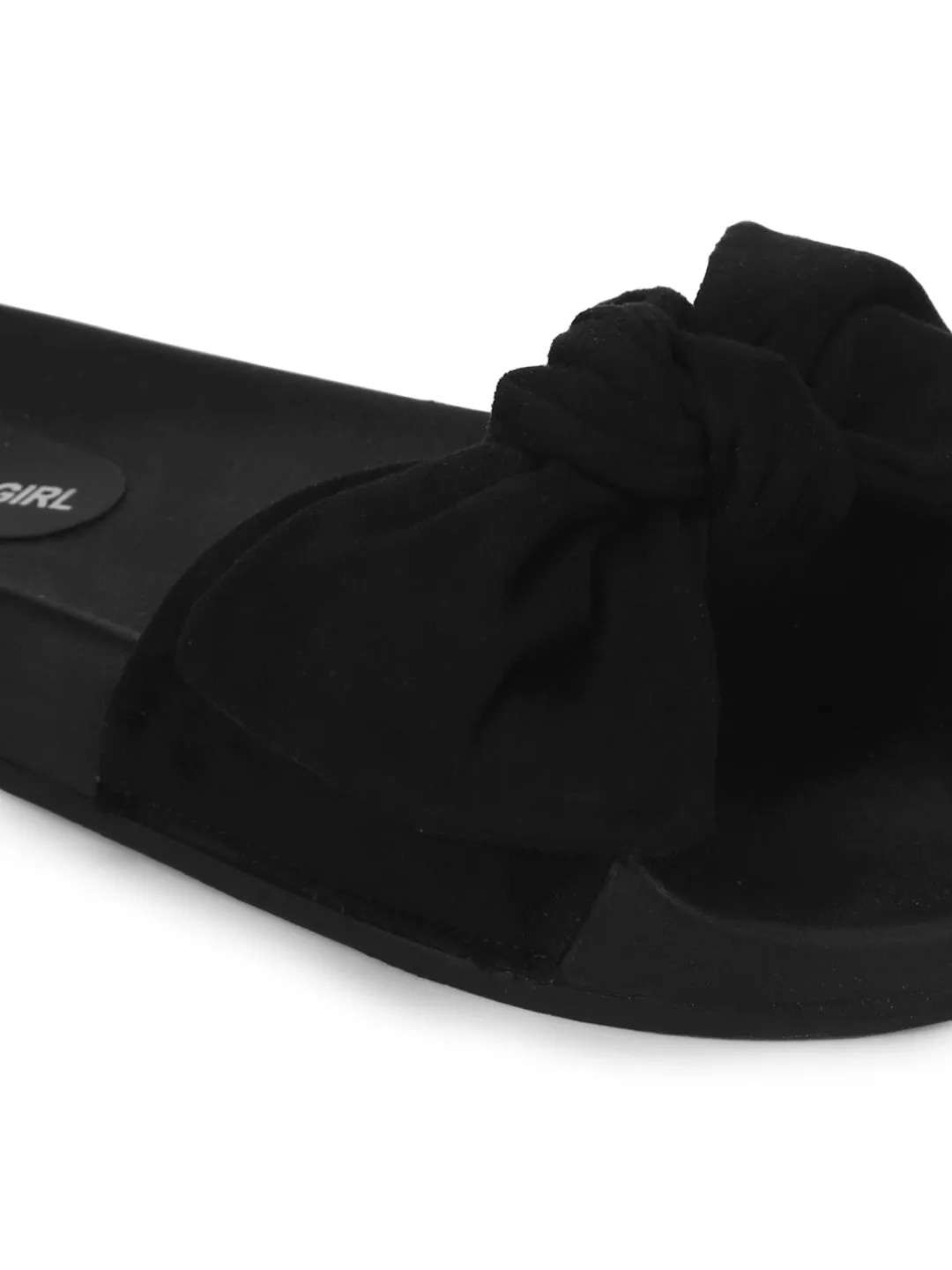 Schwarze Mikro-Schleifen-Sandalen