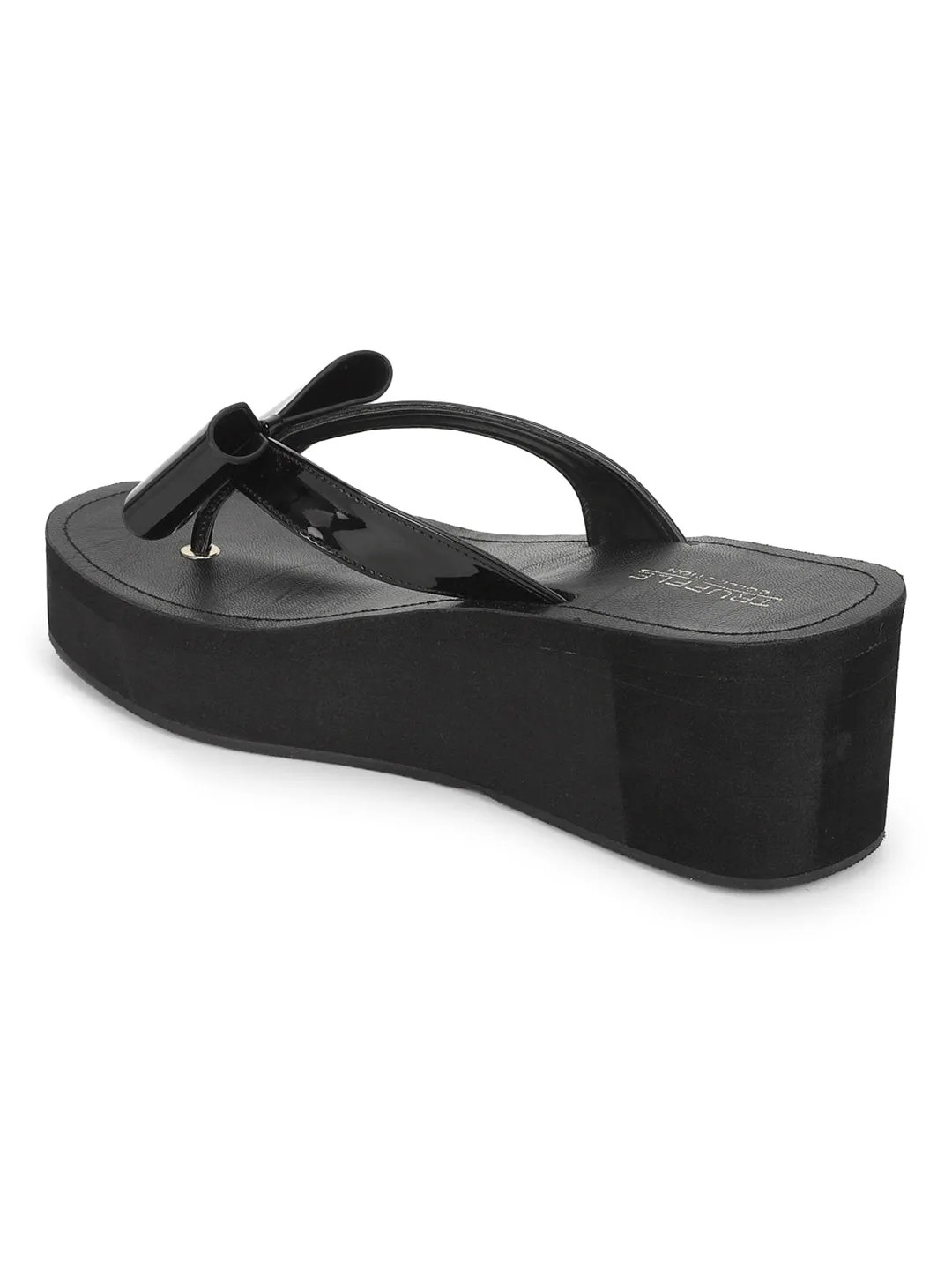 Schwarze Patent-Slip-On Keilabsätze (TC-MSI-477-BLK)